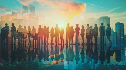 Silhouette Business Team: Partnership Agreement in Urban Setting