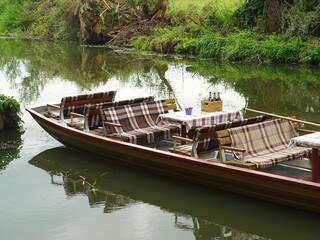 Folklore excursion boat in Spreewald in Germany.