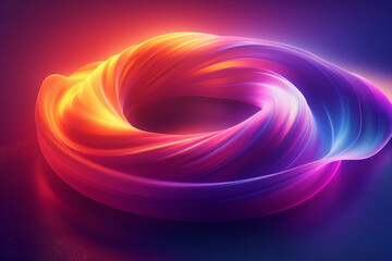 Obraz premium Glowing Neon curvy lines , simple illuminated abstract background, ai technology