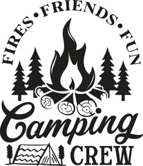Camping Crew Sign, Camping Vector, Camper Design, Camp Quote, Wilderness, Nature, Summer, Nature