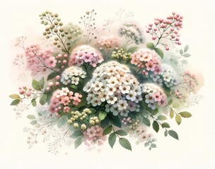 atercolor Painting of Spirea Flowers