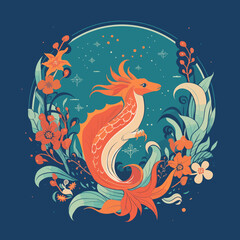 Vector illustration of a fantasy mystical creature logo.