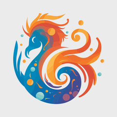Vector illustration of a fantasy mystical creature logo.
