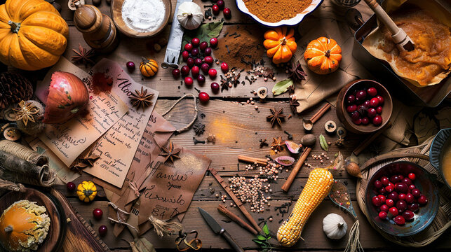 Thanksgiving Recipe Collection with Handwritten Ingredients