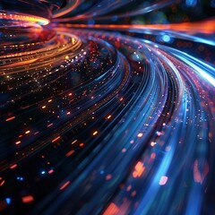 Data Highway Rush: Glowing Light Trails and Intricate Patterns