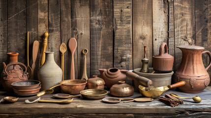Traditional Cooking Utensils and Kitchenware for Festive Cuisine Preparation