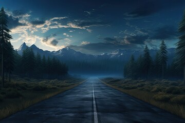 Highway road going into the distance. - obrazy, fototapety, plakaty
