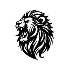 Vector logo of a roaring lion. vector illustration of a lion head, can be used as tattoo