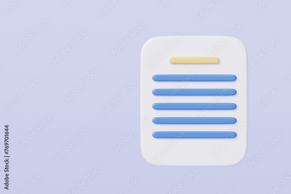 Poster 3d minimal business documents note paper icon. sheets of paper with detail. approved document concep