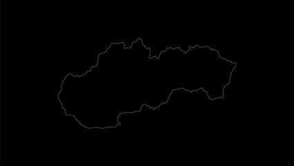 Fototapeta premium Slovakia map vector illustration. Drawing with a white line on a black background.
