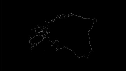 Estonia map vector illustration. Drawing with a white line on a black background.