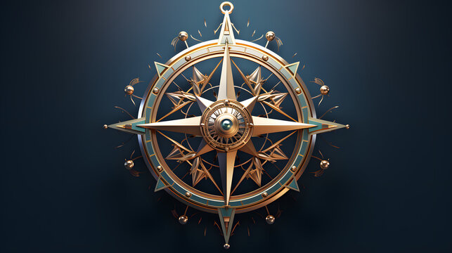 Compass Rose Sea Icon 3d