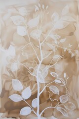 Beige neutral tone abstract botanical art, for card background, wallpaper and wall art,