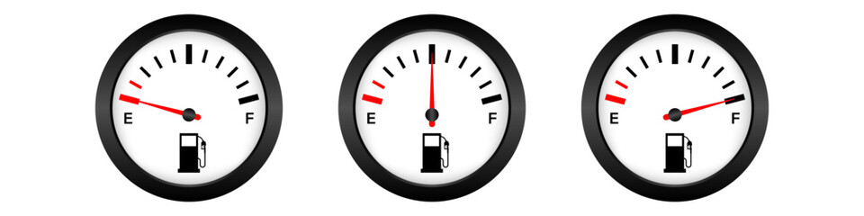 Fuel Gauge. Fuel indicators. Gas Meter.  Gas Tank. Vector Illustration.