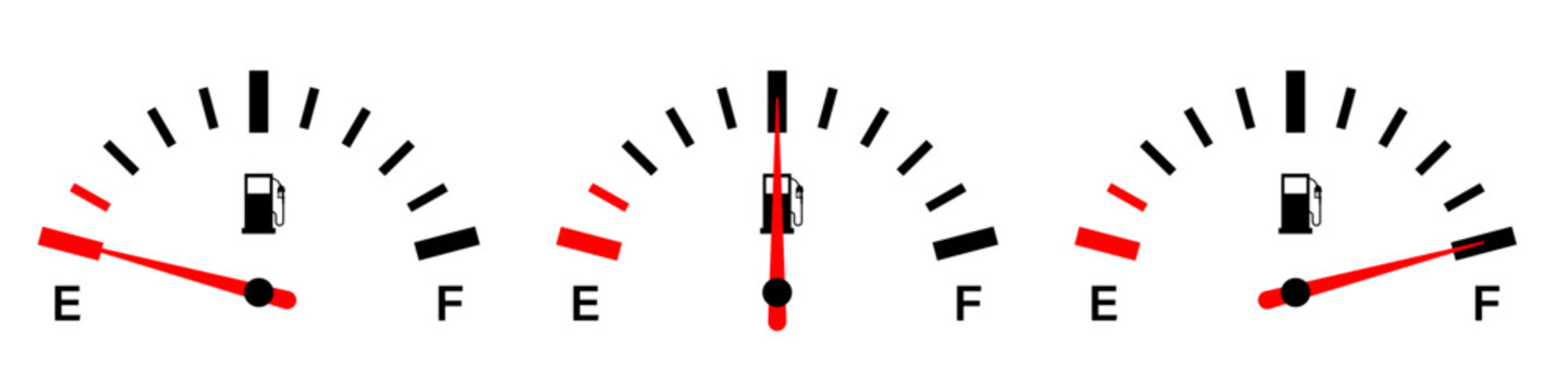 Fuel Gauge. Fuel indicators. Gas Meter.  Gas Tank. Vector Illustration.