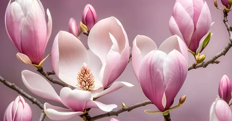 Foto op Canvas Beautiful pale pink and magenta magnolia flowers © Elena