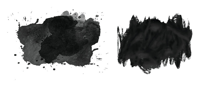 Black paint grunge brush stroke vector background overlay