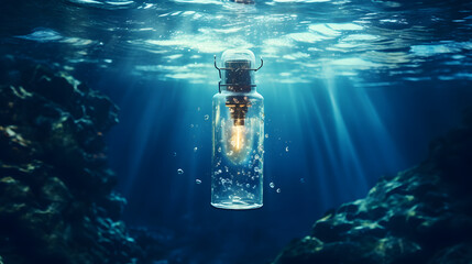 Message in a Bottle sea icon 3d - obrazy, fototapety, plakaty