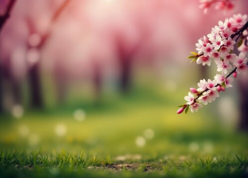 Dreamy Spring Landscape Illustration: Blurry Background of Nature's Renewal