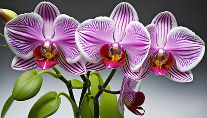 A vibrant bouquet of multi colored orchids brings nature indoors colorful background