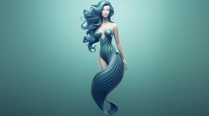 Mermaid sea icon 3d