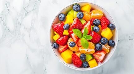 
The fruit picture depicts a stunning bowl filled with an array of colorful and refreshing fruits. Within the bowl are vibrant red and sweet watermelons, shiny green and red apples, indulgent green an