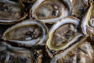 Closeup shot of an abundance of oysters in a large pile.