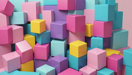 Colorful geometric composition, 3d render colorful background