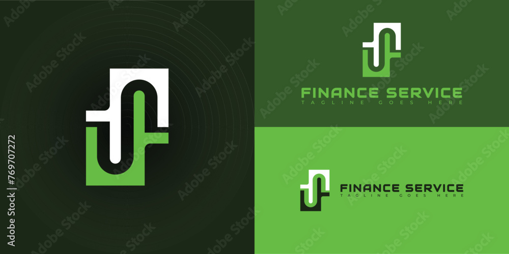 Poster abstract initial letter fs or sf logo in green and white color isolated on multiple background color