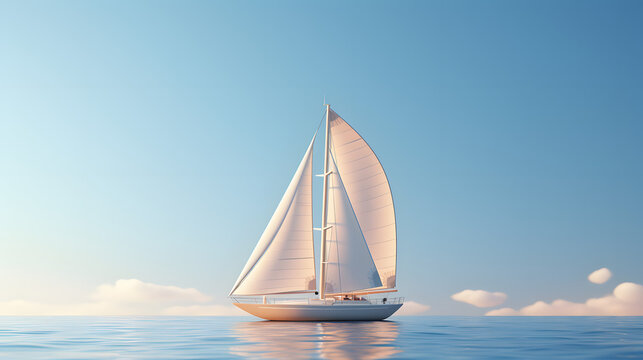 Sailboat sea icon 3d
