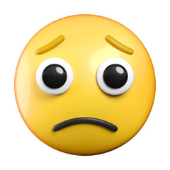Worried Face emoji, face with open eyes and a broad frown, emoticon 3d rendering
