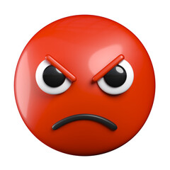 Enraged Face emoji, face with a frowning mouth and eyes and eyebrows scrunched downward in anger emoticon 3d rendering