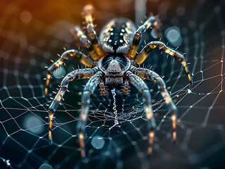 Dreamcatcher Spider Weaving Silver Threads of Fantasy in Intricate Web Pattern