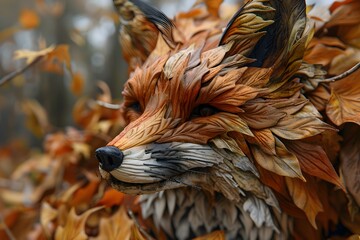 Autumn Foliage Fox Guiding Lost Souls Through Enchanted Woodland