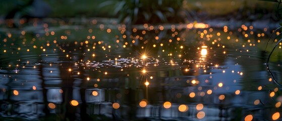 Obraz premium Constellation Reflections Granting Wishes in the Tranquil Pond s Sparkling Waters