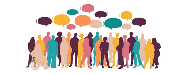 Different people with chat bubbles. Communication concept.