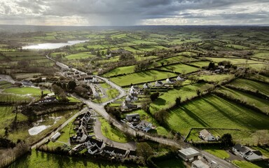 Aerial view of Oram village in County Cork, Ireland.