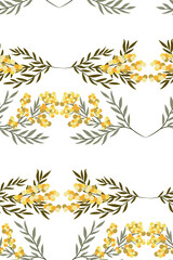 pattern with spring flowers mimosas 