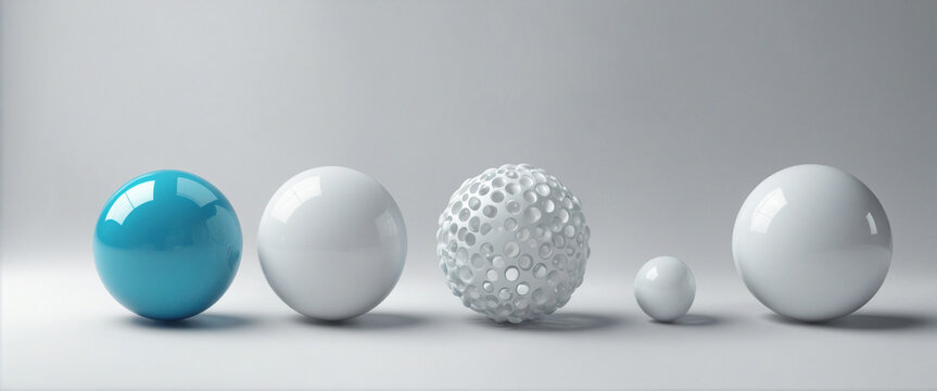 Set of abstract spheres, 3d render colorful background