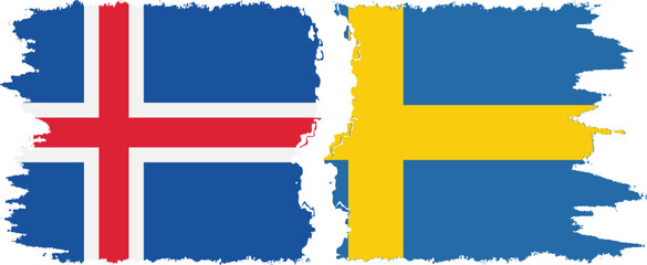 Sweden and Iceland grunge flags connection vector