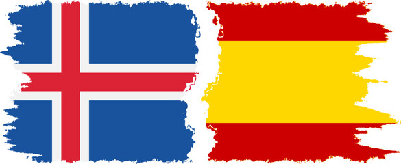 Spain and Iceland grunge flags connection vector