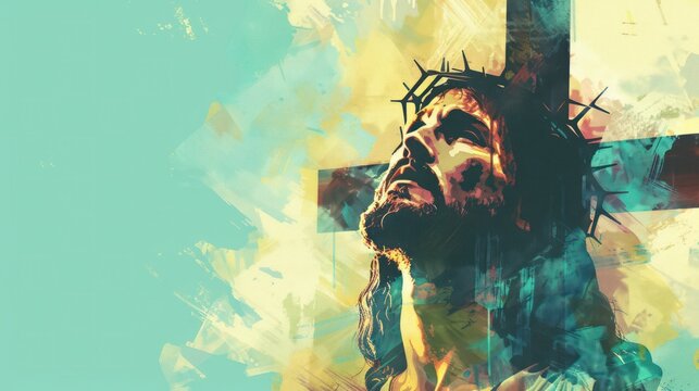 Abstract painting of Jesus