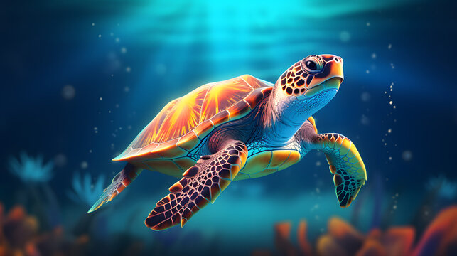 Turtle sea icon 3d