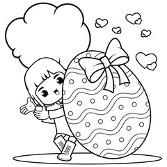 Easter Girl Coloring Page For Kids