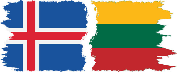 Lithuania and Iceland grunge flags connection vector