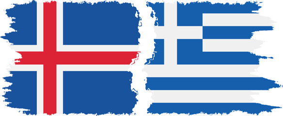 Greece and Iceland grunge flags connection vector - obrazy, fototapety, plakaty