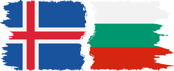 Bulgaria and Iceland grunge flags connection vector