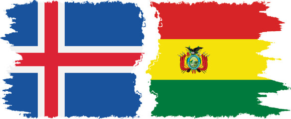 Bolivia and Iceland grunge flags connection vector - obrazy, fototapety, plakaty