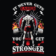 gym and workout t-shirt design with illustration