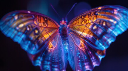 Vibrant Butterfly on Blue Background